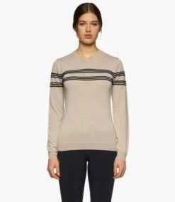 Cavalleria Toscana Merino V-Neck Sweater -Equestrian Clothing Store V neck sweater off white front MAD113 LA035 1004 cT 24578.1650668199