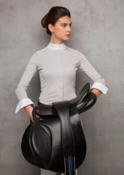 Horseware Ireland Horseware AA Clean Cool Competition Shirt -Equestrian Clothing Store aa clean cool comp shirt pearl grey rider cmpjlm jpea horseware 16351.1649201190