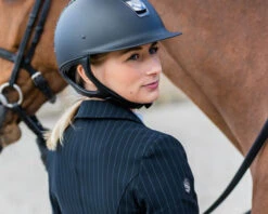 Samshield Alix Jacket -Equestrian Clothing Store alix jacket black chalk stripe lifestyle back samshield 55454.1654205532