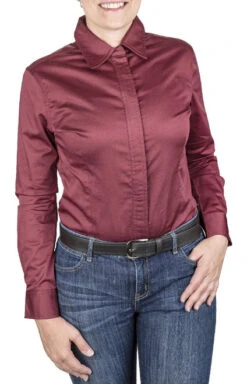 TuffRider Americana Western Show Shirt -Equestrian Clothing Store americana shirt burgundy front tuffrider 56864.1631322167