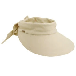 Scala Arosa Deluxe Visor With Bow -Equestrian Clothing Store arosa deluxe cotton visor bow natural brim V25 NAT scala 32606.1691251153
