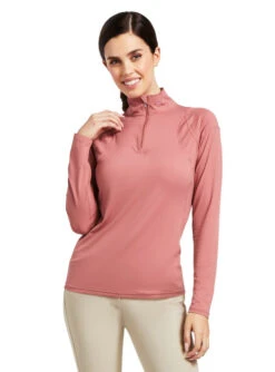 Ariat Auburn Quarter Zip Baselayer -Equestrian Clothing Store auburn 1 4 zip baselayer antique rubia front 10039493 ariat 56386.1662078725