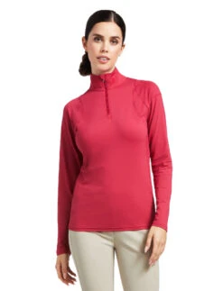 Ariat Auburn Quarter Zip Baselayer -Equestrian Clothing Store auburn 1 4 zip baselayer red bud front 10039495 ariat 18560.1662078733