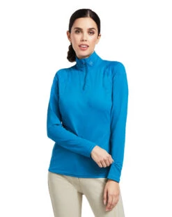 Ariat Auburn Quarter Zip Baselayer -Equestrian Clothing Store auburn 1 4 zip baselayer saxony blue front 10039494 ariat 2 40524.1662078744