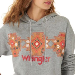Wrangler Aztec Cropped Hoodie -Equestrian Clothing Store aztec cropped hoodie grey detail 112317351 wrangler EDITED 98268.1664646849