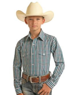 Boys Panhandle Checked Shirt Long Sleeve