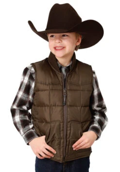 Roper Boys Insulated Vest -Equestrian Clothing Store boys vest brown front 0339707630526 roper 03055.1662062230