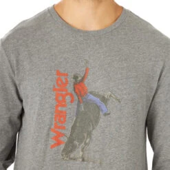 Wrangler Men's Bull Rider Tee 7 Wrangler Men's Bull Rider Tee -Equestrian Clothing Store bull rider tee graphite front detail MQ6202H wrangler 39933.1636310552