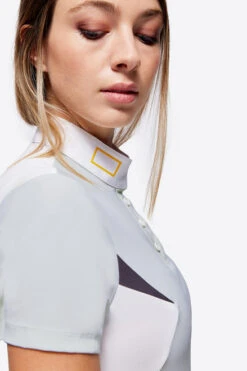 RG Button Competition Polo Short Sleeve -Equestrian Clothing Store button competition polo ss lt.grey detail POW003 JS001 8100 cavalleria toscana 56896.1670277087