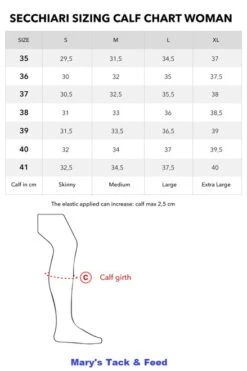 Secchiari Athena GP Tall Boots -Equestrian Clothing Store calf size guide secchiari boots 74754.1642365957