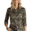 Panhandle Camo Twill Snap Shirt -Equestrian Clothing Store camo twill snap shirt ls olive front WLWSOSR02P powder river 98400.1668564074