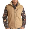 Powder River Berber Lined Canvas Vest -Equestrian Clothing Store canvas sherpa vest tan PRM098RZYS PRO 71292.1668475595