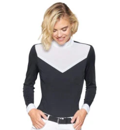 Harcour Casall Competition Shirt -Equestrian Clothing Store casall competition LS black white harcour 86947.1656017283