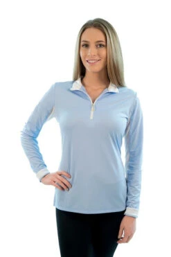 Kastel Denmark 1/4 Zip Sun Shirt - Solid Colors -Equestrian Clothing Store charlotte light blue white CHLBW kastel 98921.1677869031