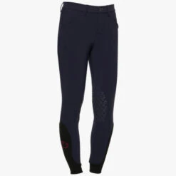 Kids Cavalleria Toscana Logo Breeches Knee Grip -Equestrian Clothing Store chd ct logo grip breeches smoky blue side PAK025 JE010 7E00 CT 81326.1659821701