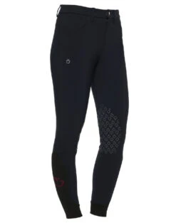 Kids Cavalleria Toscana Logo Breeches Knee Grip -Equestrian Clothing Store chd logo grip breeches navy side PAK025 JE010 7001 cavaleria toscana 47986.1640125387
