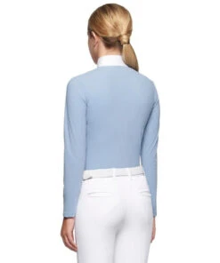 Cavalleria Toscana Girls Team Zip Long Sleeve Polo -Equestrian Clothing Store chd team zip polo ls light blue back POA068 JE022 7C00 CT 55845.1649016534