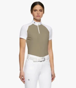 Cavalleria Toscana Mitered Competition Polo Short Sleeve -Equestrian Clothing Store compet polo miter ss foliage green CT 73636.1664321256