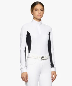 Cavalleria Toscana Perforated Insert Hunter Polo LS 11 Cavalleria Toscana Perforated Insert Hunter Polo LS -Equestrian Clothing Store competition perf inserts ls white black side POD255 JE022 0199 CT 98187.1688581550