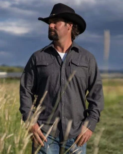 Outback Trading Men's Cooper Shirt Jacket -Equestrian Clothing Store cooper shirt jacket slate outback 19651.1607797111