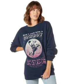 Wrangler Cowboy Ride Sweatshirt -Equestrian Clothing Store cowboy ride sweatshirt navy front 112335643 wrangler 75748.1689438475