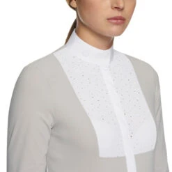 Cavalleria Toscana Crochet Bib Long Sleeve Shirt -Equestrian Clothing Store crochet bib LS shirt grey bib CAD131 JE140 8100 CT 14032.1649191653