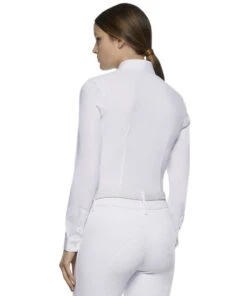 Cavalleria Toscana Crochet Bib Long Sleeve Shirt -Equestrian Clothing Store crochet bib LS shirt white back CAD131 JE140 0001 CT 97540.1649191663
