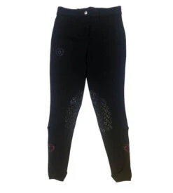 Girls Cavalleria Toscana Orbit Logo Breeches -Equestrian Clothing Store ct orbit breech kp black front PAA016 JE010 9999 CT 02241.1668822662