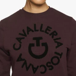 Cavalleria Toscana Orbit Logo Sweatshirt 17 Cavalleria Toscana Orbit Logo Sweatshirt -Equestrian Clothing Store ct orbit crew burgundy front detail FED103 CO079 3A00 cavalleria toscana 39689.1657140089