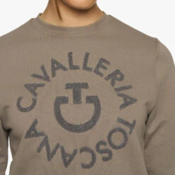 Cavalleria Toscana Orbit Logo Sweatshirt 14 Cavalleria Toscana Orbit Logo Sweatshirt -Equestrian Clothing Store ct orbit crew taupgrey front details FED103 CO079 8C00 cavalleria toscana 32690.1657140085