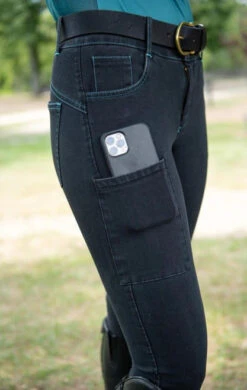 FITS Denim Breeches Full Seat Tread -Equestrian Clothing Store denim fs tread onyx detail A637 fits 49014.1659374855