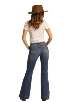 Rock & Roll Cowgirl Denim Trouser Jean -Equestrian Clothing Store denim trouser jean back W8M8229 rrcg 89021.1616355310