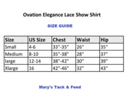 Ovation Elegance Lace Short Sleeve Show Shirt -Equestrian Clothing Store elegance lace ss show shirt size chart 471198 ovation 55385.1626029145