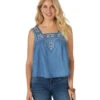 Wrangler Embroidered Tank 1 Wrangler Embroidered Tank -Equestrian Clothing Store embroider denim tank front LW1034B wrangler 69605.1615753250