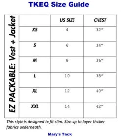 TKEQ EZ Packable Down Jacket -Equestrian Clothing Store ez packable vest size guide tkeq 21368.1663101937