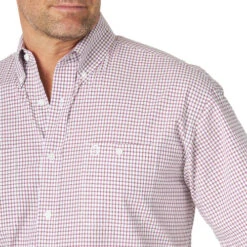 Wrangler George Strait Short Sleeve Shirt 8 Wrangler George Strait Short Sleeve Shirt -Equestrian Clothing Store george strait ss shirt mini plaid fuchsia detail MGSP855 wrangler 48633.1615762121