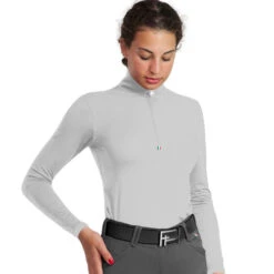 For Horses Gioconda Tech Shirt -Equestrian Clothing Store giocondashirt grey front for horses 60273.1622324125