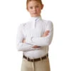 Girls Ariat Sunstopper Pro 2.0 Show Shirt -Equestrian Clothing Store girls pro show shirt white front 10043407 ariat 49396.1676337554