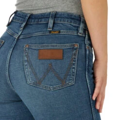 Wrangler Retro Green High Rise Trouser Jean -Equestrian Clothing Store green high rise trouser denim back detail 112317722 wrangler 79511.1670538163