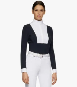 Cavalleria Toscana Hunter Competition Shirt Long Sleeve -Equestrian Clothing Store hunter competition LS navy side CAD191 JE002 7901 CT 68170.1690564923