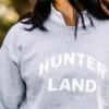 TKEQ Hunter Land Sweatshirt -Equestrian Clothing Store hunter land sweatshirt london front detail HUNTER LAND tkeq 00786.1653250867
