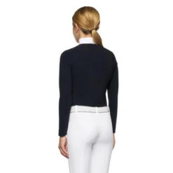 Girls Cavalleria Toscana Flock Dot Polo Long Sleeve -Equestrian Clothing Store kid flock print polo navy back POA077 JE152 7901 cavalleria toscana 45186.1656797667