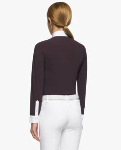 Girls Cavalleria Toscana Pleated Competition Shirt -Equestrian Clothing Store kid pleated compet ls dkpurp back CAA032 JE022 0001 cavalleria toscana 87552.1670705217