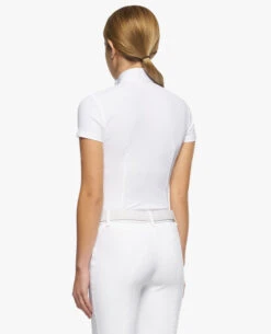 Girls Cavalleria Toscana Pleated Competition Shirt Short Sleeve -Equestrian Clothing Store kid pleated compet ss white back CAA033 JE022 0001 cavalleria toscana 43975.1670881156