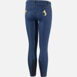 Horze Kids Annika Denim Full Seat Breeches -Equestrian Clothing Store kids denim FS dark blue back 36099 DB horze 98947.1619990928