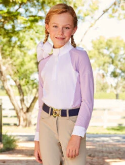 Girls RJ Classics Lexi Show Shirt -Equestrian Clothing Store kids lexi jr show ls orchid front rider LXJ646 rj classics 91415.1670955666