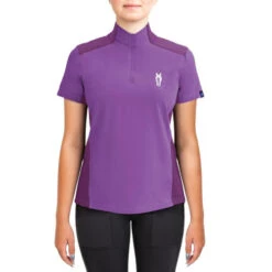 Irideon Kids Luna CoolStretch Shirt Short Sleeve -Equestrian Clothing Store kids luna cool stretch ss purple hibiscus front 30 7008 PH toklat 89446.1655840084