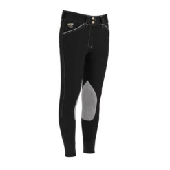 Girls Piper Original Breeches Knee Patch -Equestrian Clothing Store kids piper original kp black warm grey side 23176 smartpak 28543.1666141864