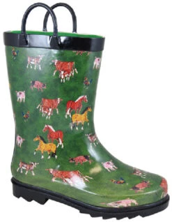 Kids Smoky Mountain Rubber Rain Boots 11 Kids Smoky Mountain Rubber Rain Boots -Equestrian Clothing Store kids rain boot green horse 2769 smoky mtn 94617.1661200086