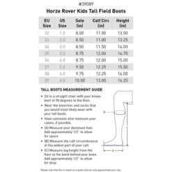 Kids Horze Rover Tall Boot -Equestrian Clothing Store kids rover boot size chart horze 41157.1669683467